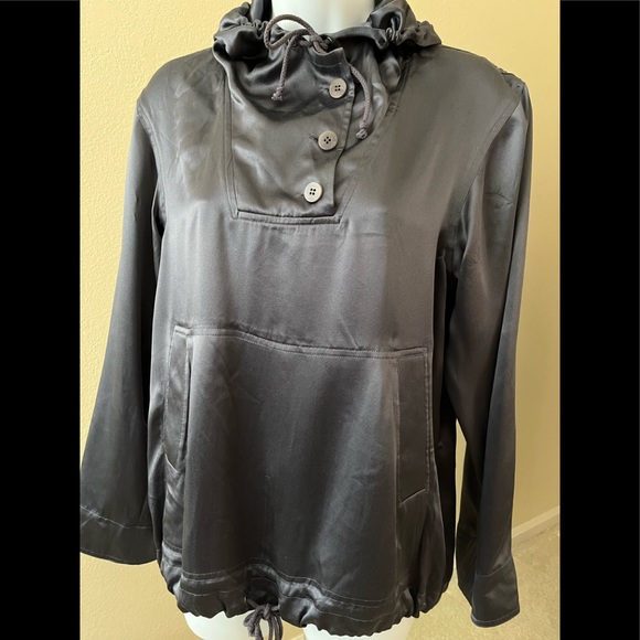 Calvin Klein hoodie w drawstrings in silk grey blue 3 button inset front panel - Picture 5 of 6